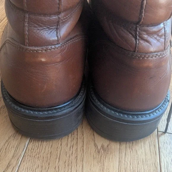 Vtg Bass Brown Leather Ankle Boots Made in Italy Mens 10.5 Derby Shoes Oxfords